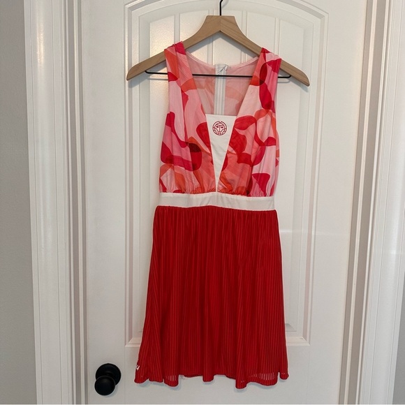 Bidi Badu Tennis Dress Mini Athletic Sporty Red Pink Pleated Summer Size Medium - Picture 3 of 7